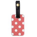 Polka Dots - White on Coral Pink Luggage Tag (One Side)