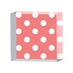 Polka Dots - White on Coral Pink 4 x 4  Acrylic Photo Block