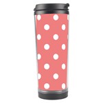 Polka Dots - White on Coral Pink Travel Tumbler
