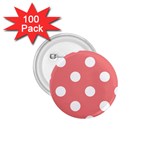 Polka Dots - White on Coral Pink 1.75  Button (100 pack)