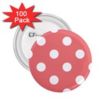 Polka Dots - White on Coral Pink 2.25  Button (100 pack)