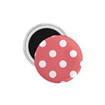 Polka Dots - White on Coral Pink 1.75  Magnet