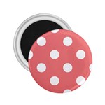 Polka Dots - White on Coral Pink 2.25  Magnet