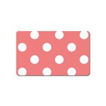 Polka Dots - White on Coral Pink Magnet (Name Card)