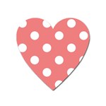 Polka Dots - White on Coral Pink Magnet (Heart)