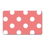 Polka Dots - White on Coral Pink Magnet (Rectangular)