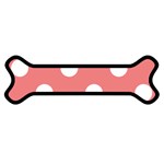 Polka Dots - White on Coral Pink Magnet (Dog Bone)