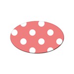 Polka Dots - White on Coral Pink Sticker Oval (10 pack)