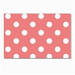 Polka Dots - White on Coral Pink Postcard 4  x 6 