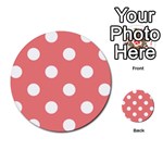 Polka Dots - White on Coral Pink Multi-purpose Cards (Round)