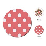 Polka Dots - White on Coral Pink Playing Cards (Round)