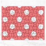 Polka Dots - White on Coral Pink Jigsaw Puzzle (Rectangular)