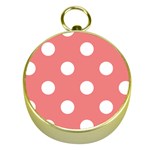 Polka Dots - White on Coral Pink Gold Compass