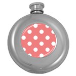 Polka Dots - White on Coral Pink Hip Flask (5 oz)