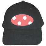 Polka Dots - White on Coral Pink Black Cap