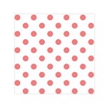 Polka Dots - Coral Pink on White Small Satin Scarf  (Square)