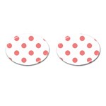 Polka Dots - Coral Pink on White Cufflinks (Oval)