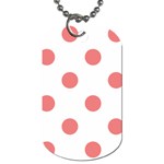 Polka Dots - Coral Pink on White Dog Tag (Two Sides)