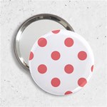 Polka Dots - Coral Pink on White 2.25  Handbag Mirror