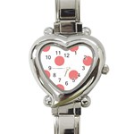 Polka Dots - Coral Pink on White Heart Italian Charm Watch