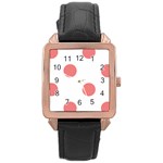 Polka Dots - Coral Pink on White Rose Gold Leather Watch