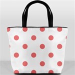 Polka Dots - Coral Pink on White Bucket Bag