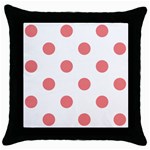 Polka Dots - Coral Pink on White Throw Pillow Case (Black)