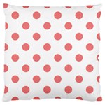 Polka Dots - Coral Pink on White Large Cushion Case (Two Sides)