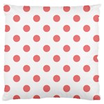 Polka Dots - Coral Pink on White Large Flano Cushion Case (One Side)
