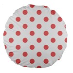 Polka Dots - Coral Pink on White Large 18  Premium Round Cushion
