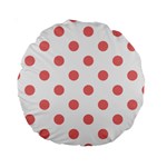 Polka Dots - Coral Pink on White Standard 15  Premium Round Cushion