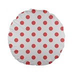 Polka Dots - Coral Pink on White Standard 15  Premium Flano Round Cushion