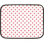Polka Dots - Coral Pink on White Fleece Blanket (Mini)