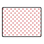 Polka Dots - Coral Pink on White Fleece Blanket (Small) (One Side)