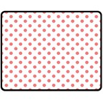 Polka Dots - Coral Pink on White Double Sided Fleece Blanket (Medium) (Two Sides)