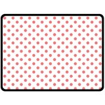 Polka Dots - Coral Pink on White Double Sided Fleece Blanket (Large) (Two Sides)