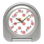 Polka Dots - Coral Pink on White Desk Alarm Clock