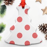Polka Dots - Coral Pink on White Christmas Tree Ornament (Two Sides)