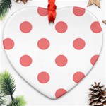 Polka Dots - Coral Pink on White Ornament (Heart)