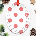 Polka Dots - Coral Pink on White Ornament (Bell) Ornament (Oval Filigree)