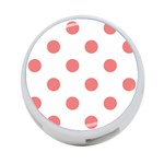 Polka Dots - Coral Pink on White 4-Port USB Hub (Two Sides)