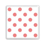 Polka Dots - Coral Pink on White Memory Card Reader with Storage (Square)