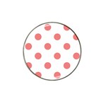 Polka Dots - Coral Pink on White Hat Clip Ball Marker