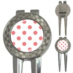 Polka Dots - Coral Pink on White 3-in-1 Golf Divot