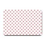 Polka Dots - Coral Pink on White Small Doormat
