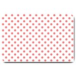 Polka Dots - Coral Pink on White Large Doormat