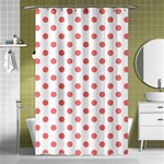Polka Dots - Coral Pink on White Shower Curtain 48  x 72  (Small)