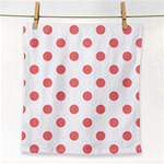 Polka Dots - Coral Pink on White Face Towel