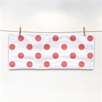 Polka Dots - Coral Pink on White Hand Towel