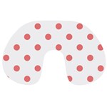 Polka Dots - Coral Pink on White Travel Neck Pillow